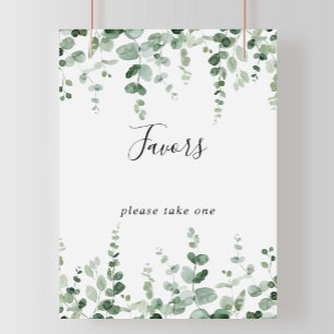 Poster Sinal de Favor Elegante Minimalista Verde Eucalipt