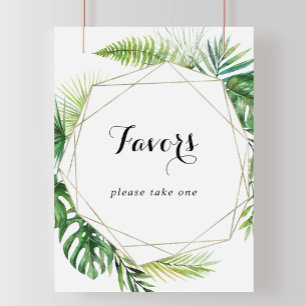 Poster Sinal de Favor Geometric Destination Tropical Verd