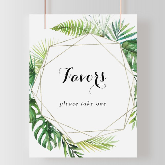 Poster Sinal de Favor Geometric Destination Tropical Verd (Criador carregado)