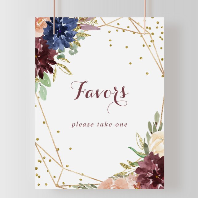 Poster Sinal de Favor Geometric Rustic Dourado (Criador carregado)