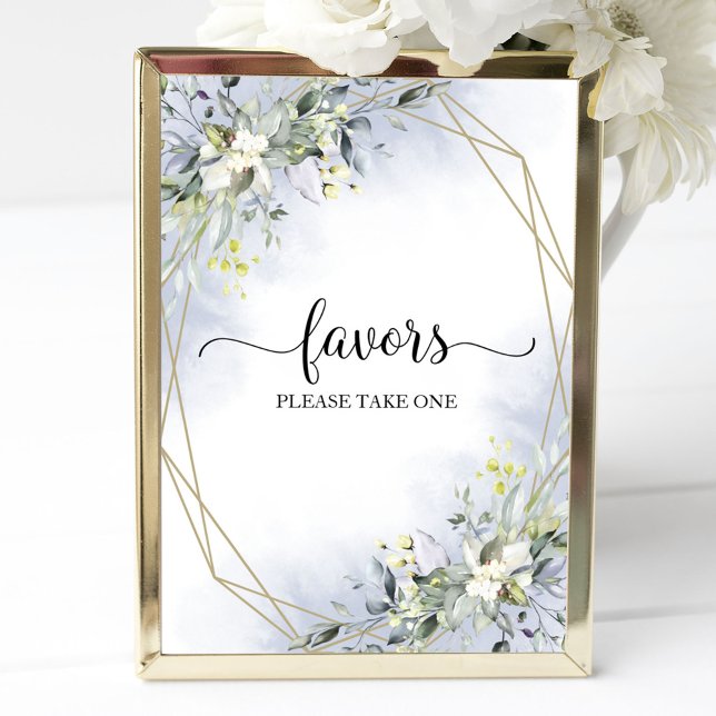 Poster Sinal de Favor Geométrico de Eucalipto Verde (Criador carregado)