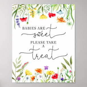 Poster Sinal de favorecimento de chás de fraldas de flor