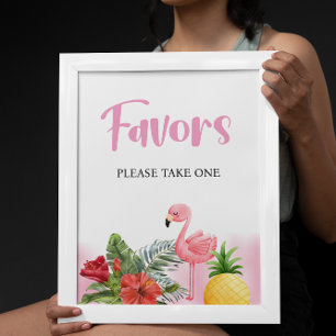 Poster Sinal de favorecimento do Chá de fraldas Rosa Flam