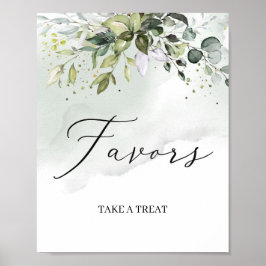 Poster Sinal de favores boho de folhagem verde moderna