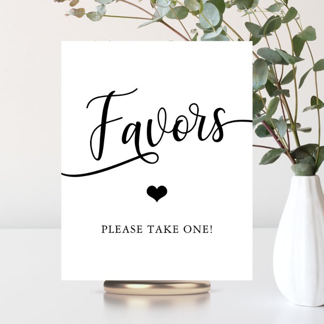 Poster Sinal de FAVORES de Chá de Casamento Elegante Simp (Simple Elegant Wedding Shower FAVORS Sign)