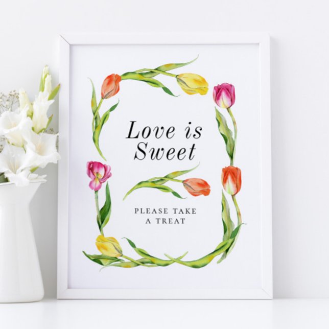 Poster Sinal de Favorito do Chá de panela Tulip Elegante (Criador carregado)