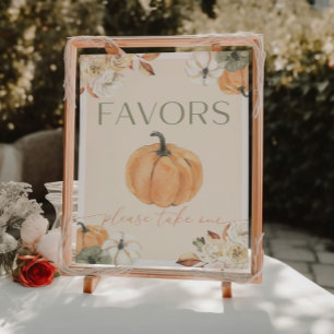 Poster Sinal de Favoritos ao Chá de fraldas de Abóbora