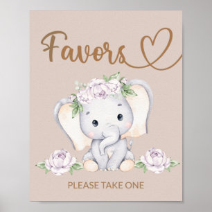 Poster Sinal de Favoritos ao Chá de fraldas de Elefante p