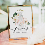 Poster Sinal de Favoritos ao Chá de panela Floral para Bl<br><div class="desc">Este belo design apresenta um buquê de lindas flores de blush envoltas em um vestido elegante de casamento e uma fonte moderna (cor editável). Veja a coleção inteira para mais itens correspondentes! Assista ao nosso vídeo "How to Edit in Zazzle" (Como editar no Zazzle) em YouTube.com/CreativeUnionDesign</div>
