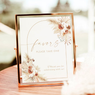 Poster Sinal de Favoritos Boho Bege   Chuveiro de Grama P