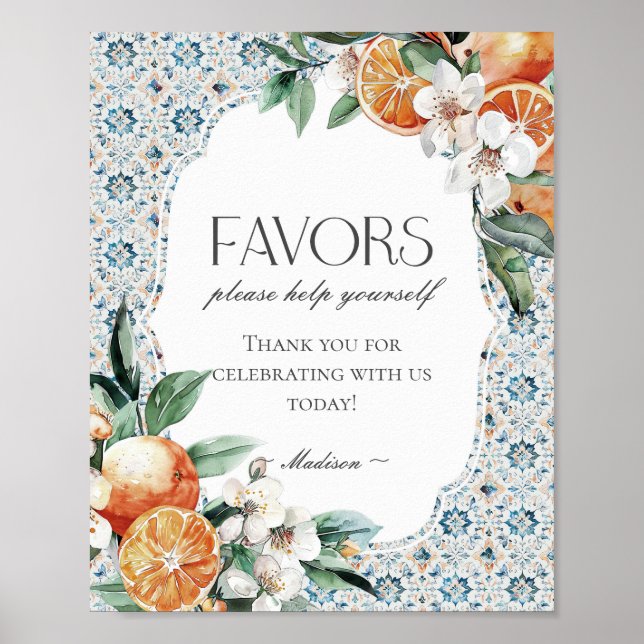 Poster Sinal de Favoritos Costeiros Italianos de Praia na (Frente)