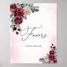 Poster Sinal de Favoritos de Casamento de Inverno Rosas C