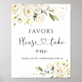 Poster Sinal de Favoritos de Casamento de Rosas Brancas, 