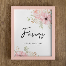 Poster Sinal de Favoritos de Chá de fraldas de Menina Flo