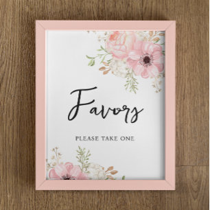 Poster Sinal de Favoritos de Chá de fraldas de Menina Flo
