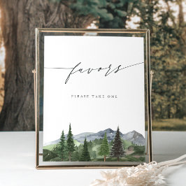 Poster Sinal de Favoritos de Montanha Floresta Aquarela T