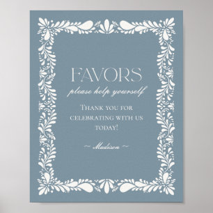 Poster Sinal de Favoritos do Azulejo Talavera Dusty Blue