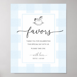 Poster Sinal de Favoritos do Cavalo Rocking Gingham Blue
