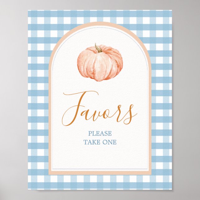 Poster Sinal de Favoritos do Laranja Pumpkin Boho Blue Gi (Frente)