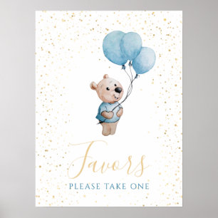 Poster Sinal de Favoritos Dourados do Urso Chá de fraldas