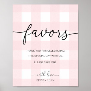 Poster Sinal de Favoritos Gingham Rosa