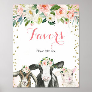 Poster Sinal de Favoritos para festas de Garota Floral fa