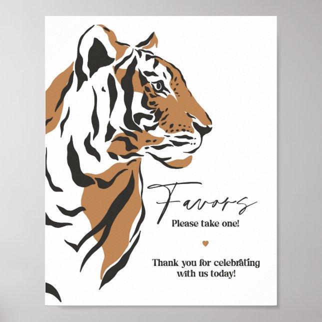 Poster sinal de favoritos para festas de tigre siberiano (Frente)
