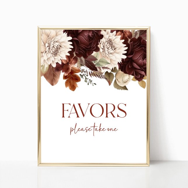 Poster Sinal de Favoritos para festas Florais Dark Brown  (Criador carregado)