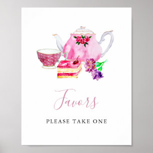 Poster Sinal de Favoritos Rosa Festa de Chá Chá de Noiva