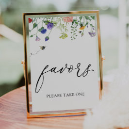 Poster Sinal de Favors de Flor Silvestre e Abelhas Zumbin