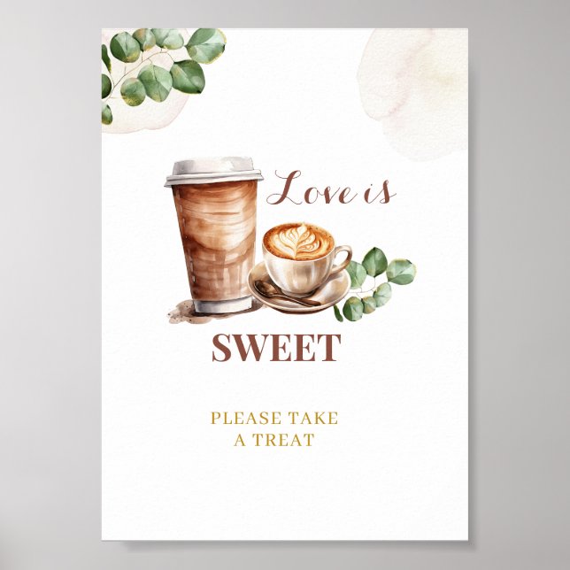 Poster Sinal de festa Amor de Café está a Fermentar Amor  (Frente)