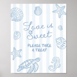 Poster Sinal de festa amor é doce azul desenho à mão