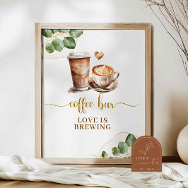 Poster Sinal de festa Amor está fervendo no Café