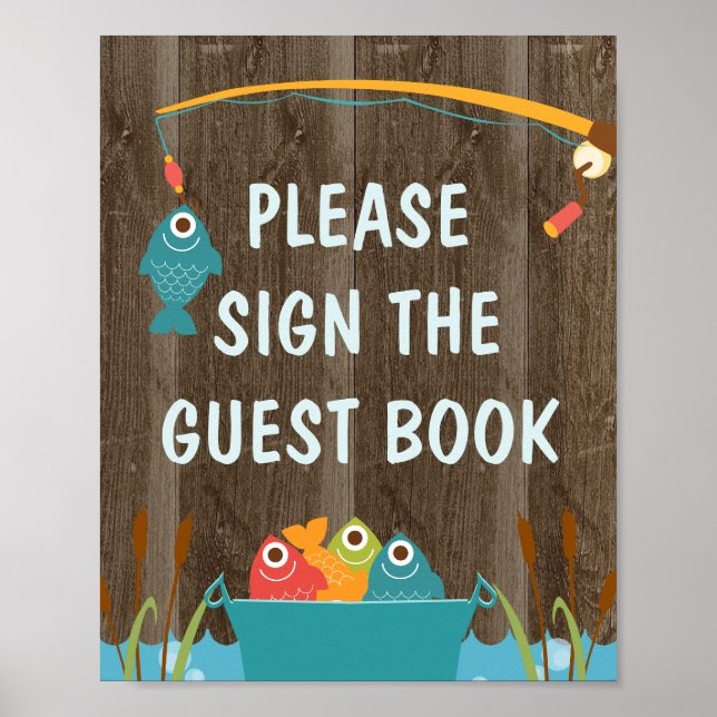 Poster Sinal de Festa de aniversário de Pesca (Frente)