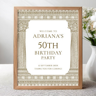 Poster Sinal de festa de aniversário elegante com element