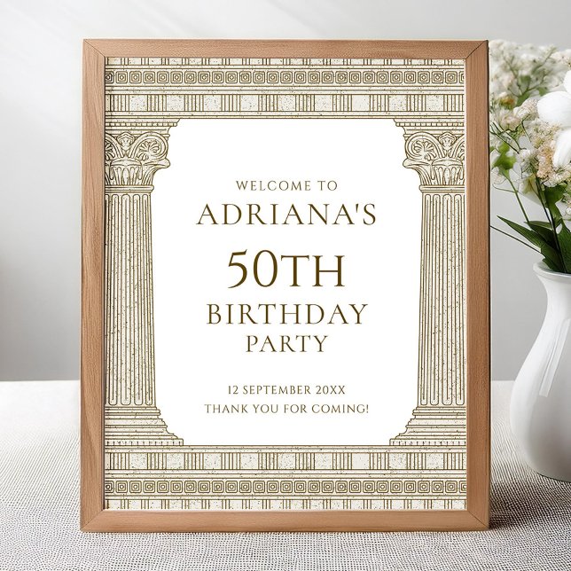 Poster Sinal de festa de aniversário elegante com element (Criador carregado)