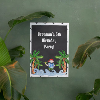 Poster Sinal de Festa de aniversário Pirata Divertida