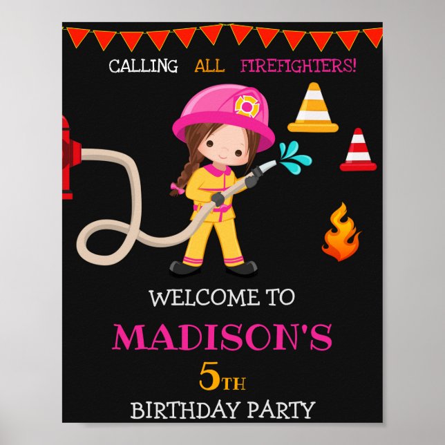 Poster Sinal de festa de boas-vindas do bombeiro (Frente)