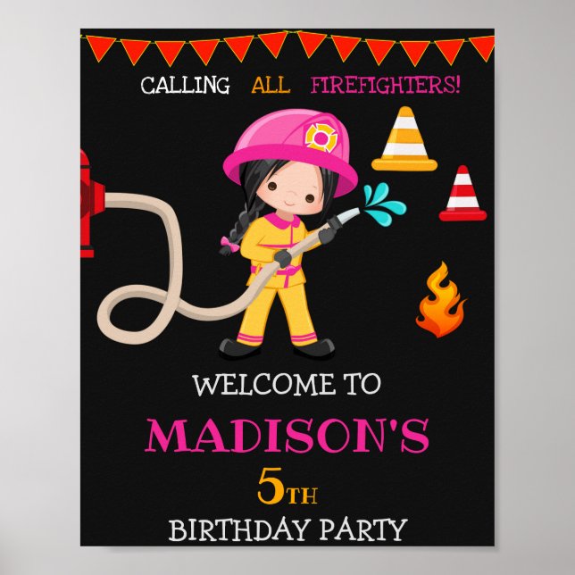 Poster Sinal de festa de boas-vindas do bombeiro (Frente)