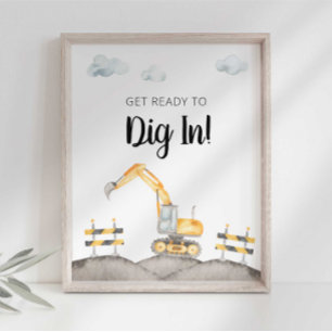 Poster Sinal de Festa de Caminhão de Construção