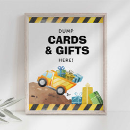 Poster Sinal de Festa de Caminhão de Construção Entrega d