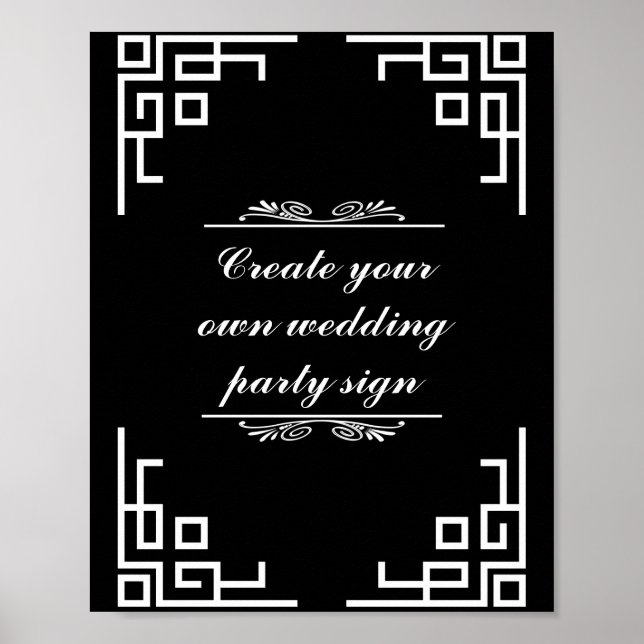 Poster Sinal de Festa de casamento da borda branca da esp (Frente)