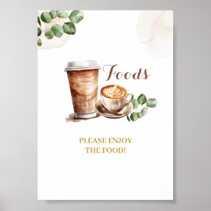 Poster Sinal de festa de comida Amor de Café está fervend