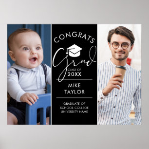 Poster Sinal de festa de formatura com foto Then And Now