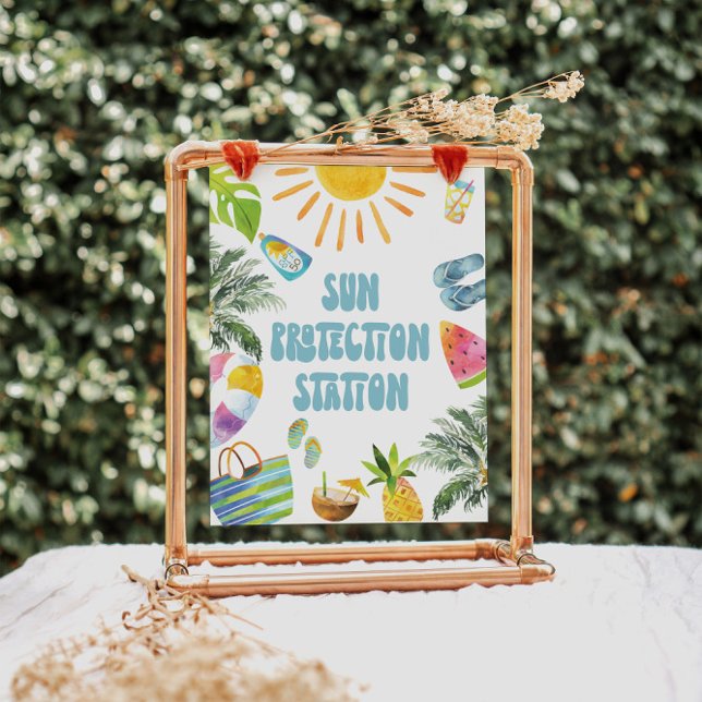 Poster Sinal de Festa de Piscina da Estação de Proteção S (Criador carregado)