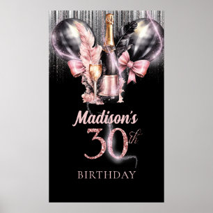 Poster Sinal de Festa de Rosa de aniversário de 30 anos L