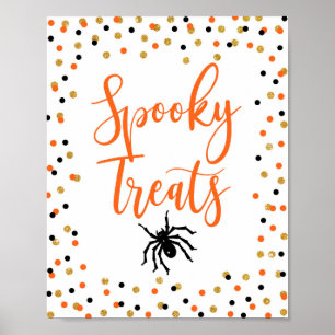Poster Sinal de Festa de Tratamentos Spooky do Halloween