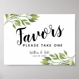 Poster sinal de festa ou casamento de verde folhagem verd