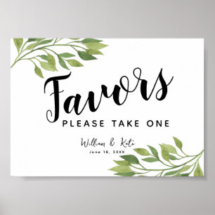 Poster sinal de festa ou casamento de verde folhagem verd