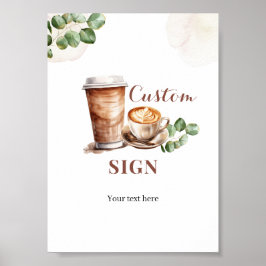 Poster Sinal de Festa Personalizado Coffee Love is Brewin